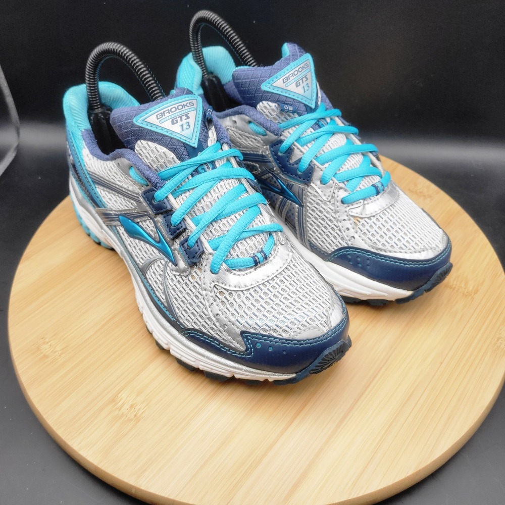 Brooks Adrenaline GTS 13 Womens Running Shoes Silver Blue Teal 1201231B444 6.5